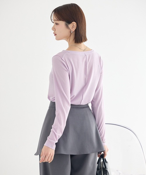 earth music&ecology（アースミュージックアンドエコロジー）の「微シアーメロープルオーバー（Tシャツ/カットソー・レディース・オフホワイト/グレー/ブラック/ライトブルー/ライトパープル・FREE）」の22枚目の写真