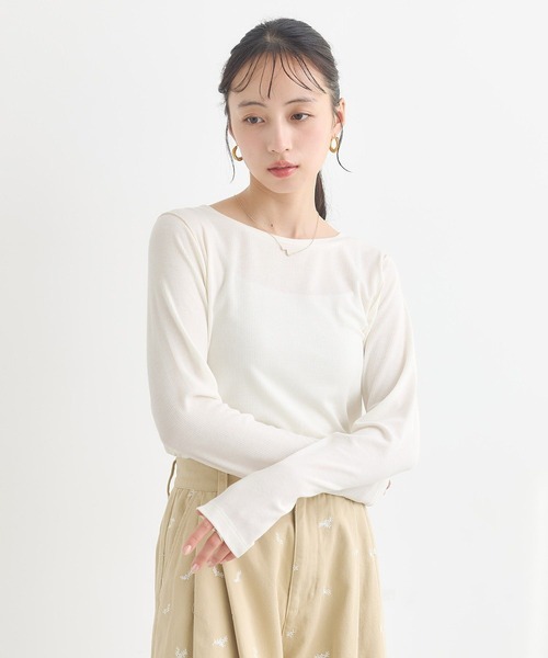 earth music&ecology（アースミュージックアンドエコロジー）の「微シアーメロープルオーバー（Tシャツ/カットソー・レディース・オフホワイト/グレー/ブラック/ライトブルー/ライトパープル・FREE）」の6枚目の写真