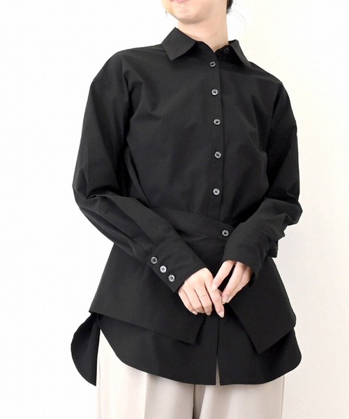 STYLEBLOCK（スタイルブロック）の「ブロードラップスカート付きシャツ（シャツ/ブラウス・レディース・ブルー/ホワイト/ブラック・M）」の3枚目の写真