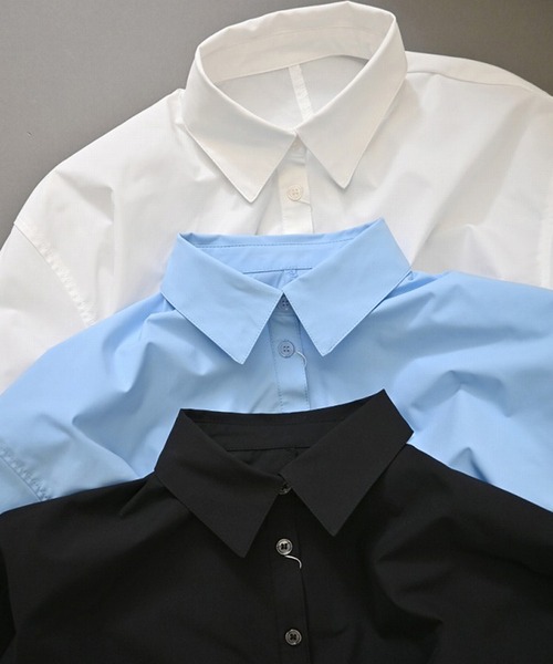 STYLEBLOCK（スタイルブロック）の「ブロードラップスカート付きシャツ（シャツ/ブラウス・レディース・ブルー/ホワイト/ブラック・M）」の7枚目の写真