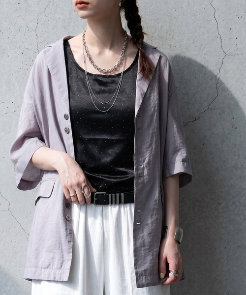 antiqua(アンティカ)の「サテン スタッズ タンクトップ(タンクトップ・レディース・ホワイト/ブラック・ONESIZE)」の7枚目の写真