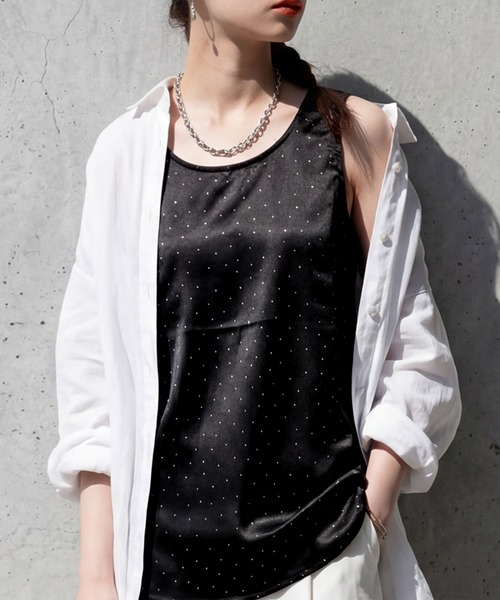 antiqua(アンティカ)の「サテン スタッズ タンクトップ(タンクトップ・レディース・ホワイト/ブラック・ONESIZE)」の12枚目の写真