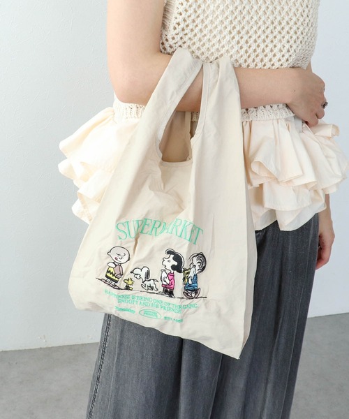 Three Four Time(スリーフォータイム)の「【PEANUTS】ストラップツキショッパーBAG(トートバッグ・レディース・ブラック/ベージュ/シルバー・FREE)」の6枚目の写真