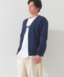 OMNES（オムネス）の「メンズダブルガーゼシャツ長袖カーディガン（カーディガン/ボレロ）」