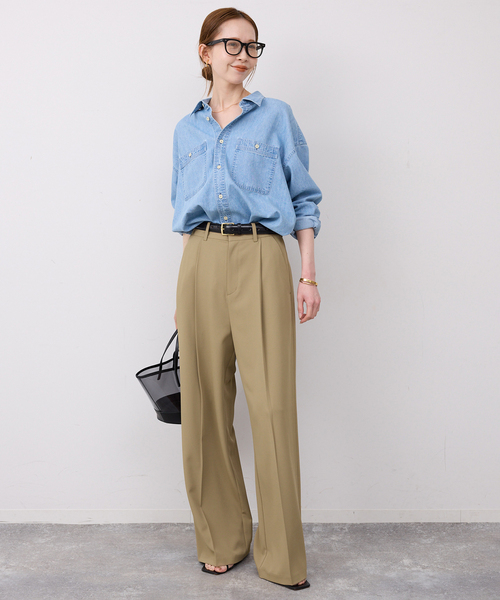 SLOBE IENA（スローブイエナ）の「イージーワイドパンツ（スラックス・レディース・ベージュ/ネイビー・34/36/38/40）」の21枚目の写真