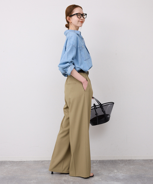 SLOBE IENA（スローブイエナ）の「イージーワイドパンツ（スラックス・レディース・ベージュ/ネイビー・34/36/38/40）」の22枚目の写真