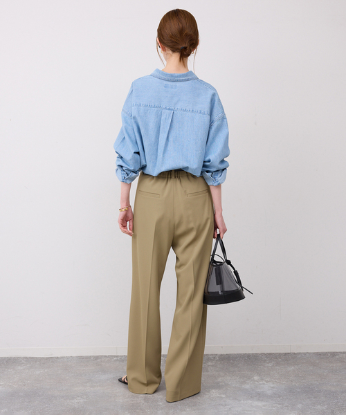 SLOBE IENA（スローブイエナ）の「イージーワイドパンツ（スラックス・レディース・ベージュ/ネイビー・34/36/38/40）」の3枚目の写真