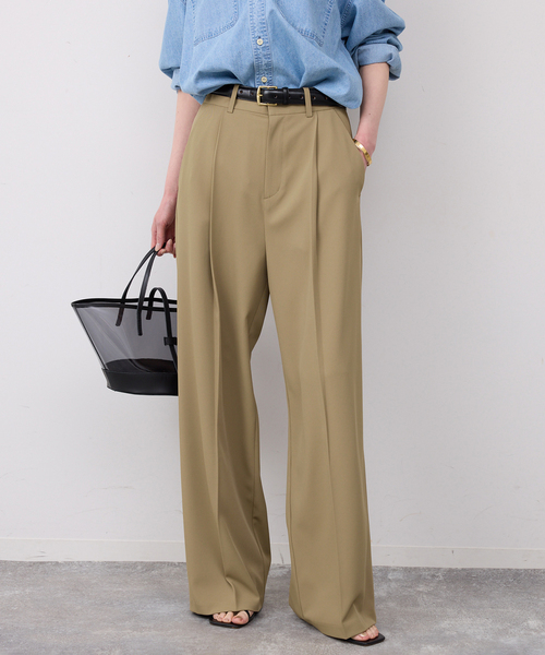 SLOBE IENA（スローブイエナ）の「イージーワイドパンツ（スラックス・レディース・ベージュ/ネイビー・34/36/38/40）」の5枚目の写真