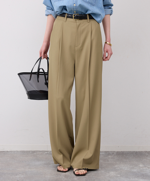 SLOBE IENA（スローブイエナ）の「イージーワイドパンツ（スラックス・レディース・ベージュ/ネイビー・34/36/38/40）」の6枚目の写真