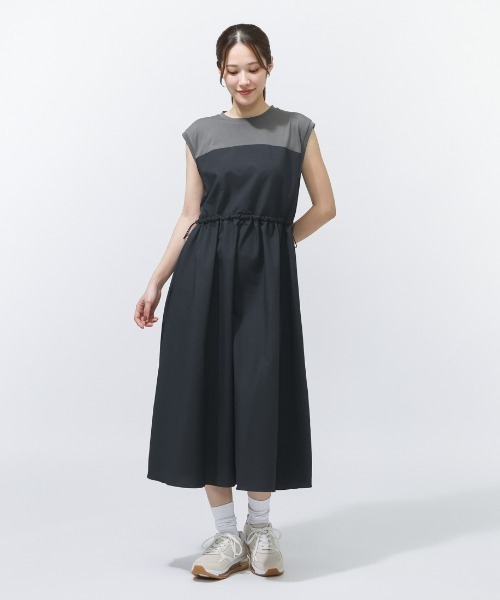 CONVERSE（コンバース）の「コンバース  SEERSUCKER DOCKING ONEPIECE L シアサッカーワンピース（ワンピース・レディース・ブルー/ネイビー/チャコール・M/L）」の3枚目の写真