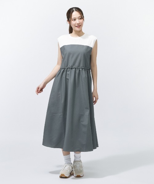 CONVERSE（コンバース）の「コンバース  SEERSUCKER DOCKING ONEPIECE L シアサッカーワンピース（ワンピース・レディース・ブルー/ネイビー/チャコール・M/L）」の2枚目の写真