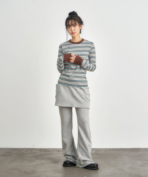 KIJIKO(キジコ)の「ke307-Striped Cuffs Long Sleeve Blue(Tシャツ/カットソー・レディース・ブルー・FREE)」の2枚目の写真