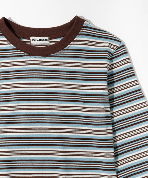 KIJIKO(キジコ)の「ke307-Striped Cuffs Long Sleeve Blue(Tシャツ/カットソー・レディース・ブルー・FREE)」の7枚目の写真