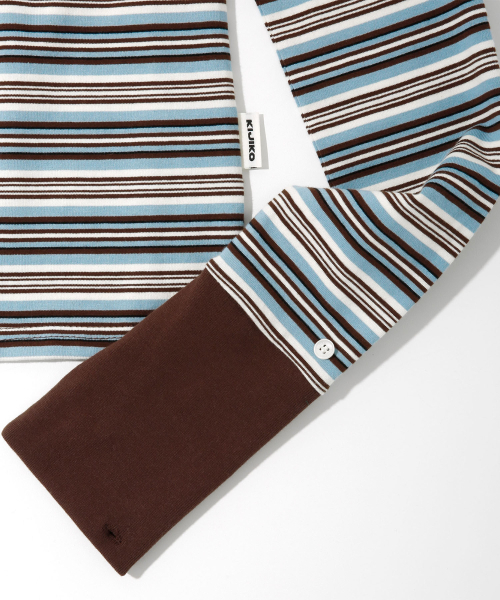 KIJIKO(キジコ)の「ke307-Striped Cuffs Long Sleeve Blue(Tシャツ/カットソー・レディース・ブルー・FREE)」の8枚目の写真
