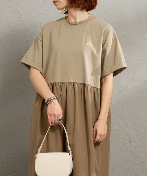 KELTY（ケルティ）の「[KELTY/ケルティ] 別注 異素材切替 ウエストギャザー ワンピース（ワンピース・レディース・ベージュ/ブラック/チャコールグレー・F）」の3枚目の写真