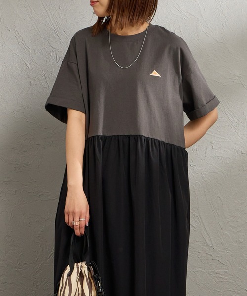 KELTY（ケルティ）の「[KELTY/ケルティ] 別注 異素材切替 ウエストギャザー ワンピース（ワンピース・レディース・ベージュ/ブラック/チャコールグレー・F）」の8枚目の写真