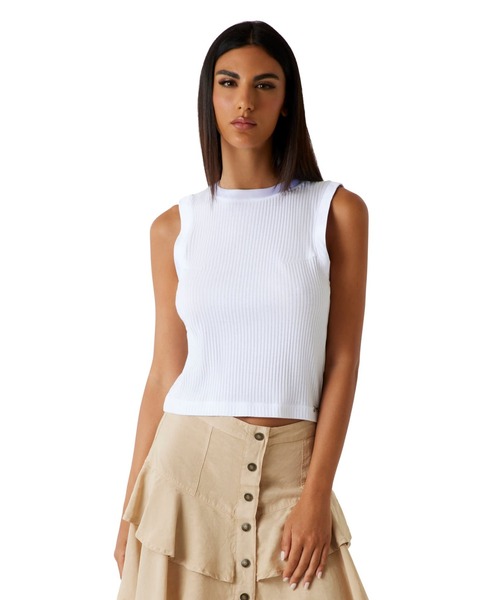 Guess(ゲス)の「CHARLINE Top タンクトップ(タンクトップ・レディース・ブラック/ホワイト・LARGE/MEDIUM/SMALL/X-SMALL)」の2枚目の写真