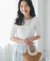 La boutique BonBon | 【接触冷感・UVカット・今すぐお届け！春夏の必需品】クールタッチUV総針5分袖ニット(ニット/セーター)
