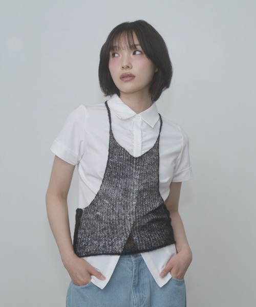 FEKETE(フェケテ)の「gather compact-fit shirt / ギャザータイトシャツ(シャツ/ブラウス・レディース・グレー/ネイビー/ブラック/ミント/ホワイト・SMALL/LARGE/MEDIUM)」の9枚目の写真