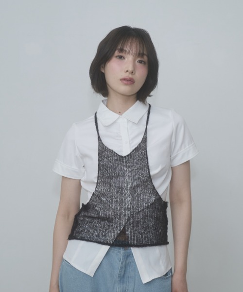 FEKETE(フェケテ)の「gather compact-fit shirt / ギャザータイトシャツ(シャツ/ブラウス・レディース・グレー/ネイビー/ブラック/ミント/ホワイト・SMALL/LARGE/MEDIUM)」の10枚目の写真
