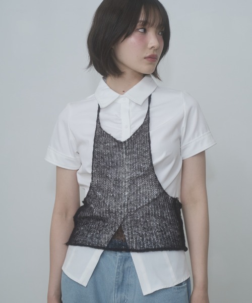 FEKETE(フェケテ)の「gather compact-fit shirt / ギャザータイトシャツ(シャツ/ブラウス・レディース・グレー/ネイビー/ブラック/ミント/ホワイト・SMALL/LARGE/MEDIUM)」の14枚目の写真