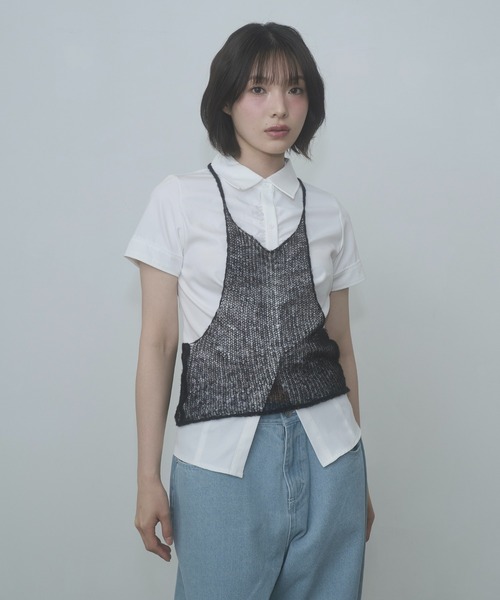 FEKETE(フェケテ)の「gather compact-fit shirt / ギャザータイトシャツ(シャツ/ブラウス・レディース・グレー/ネイビー/ブラック/ミント/ホワイト・SMALL/LARGE/MEDIUM)」の6枚目の写真