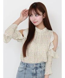 EATME | 【日比谷花壇コラボ】フリルオープンショルダーフラワーブラウス(シャツ/ブラウス)
