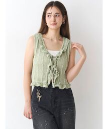 クロシェニットフリルトップス