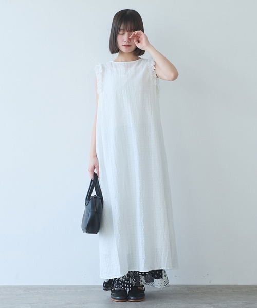 bulle de savon(ビュルデサボン)の「△レノクロス frill ワンピース(ワンピース・レディース・ホワイト/ブラック・FREE)」の3枚目の写真