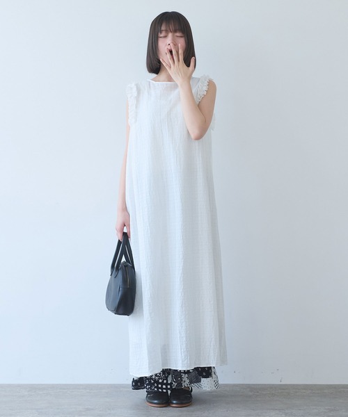 bulle de savon(ビュルデサボン)の「△レノクロス frill ワンピース(ワンピース・レディース・ホワイト/ブラック・FREE)」の4枚目の写真