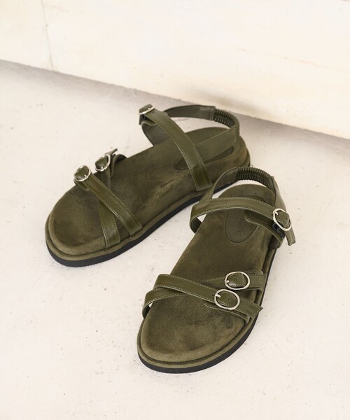 BEAUTY&YOUTH UNITED ARROWS（ビューティーアンドユースユナイテッドアローズ）の「ダブルクロス ベルト バックストラップ サンダル（サンダル・レディース・オリーブ/ブラック・38/37/36）」の12枚目の写真