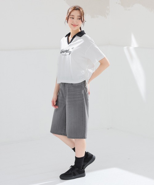Honeys(ハニーズ)の「【UVカット】衿付ロゴトップス(Tシャツ/カットソー・レディース・ピンク/ホワイト/スミクロ/ネイビー・L/M/S)」の7枚目の写真