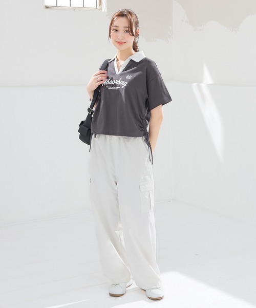 Honeys(ハニーズ)の「【UVカット】衿付ロゴトップス(Tシャツ/カットソー・レディース・ピンク/ホワイト/スミクロ/ネイビー・L/M/S)」の10枚目の写真