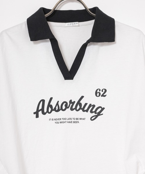 Honeys(ハニーズ)の「【UVカット】衿付ロゴトップス(Tシャツ/カットソー・レディース・ピンク/ホワイト/スミクロ/ネイビー・L/M/S)」の19枚目の写真