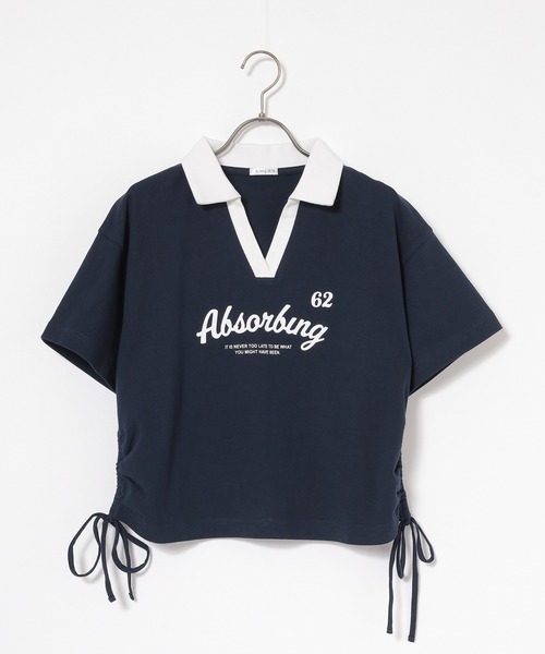 Honeys(ハニーズ)の「【UVカット】衿付ロゴトップス(Tシャツ/カットソー・レディース・ピンク/ホワイト/スミクロ/ネイビー・L/M/S)」の22枚目の写真
