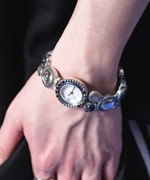 an meets zakka レトロアンティーク装飾ランダムカラフルストーン連結バンドブレスレットウォッチ