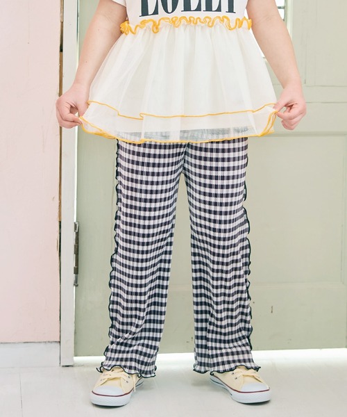Piet(ピエット)の「チェックプリーツパンツ(その他パンツ・キッズ・ピンク/ブラック・120/130/110/100)」の2枚目の写真