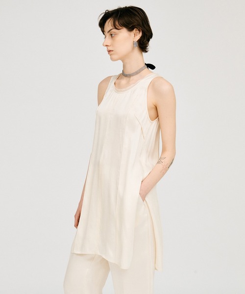 PRANK PROJECT(プランクプロジェクト)の「【2026Summer Pre-Order】サテンタンクチュニック / Satin Tank Tunic(チュニック・レディース・ホワイト/ピンク/ブラック・FREE)」の4枚目の写真