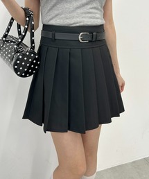 《2点セット》ベルト付切替プリーツミニスカート