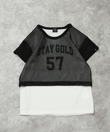 AIMABLE（エマーブル）の「【メッシュ×レイヤード】ナンバリングTシャツ(100ー140cm)（Tシャツ/カットソー）」
