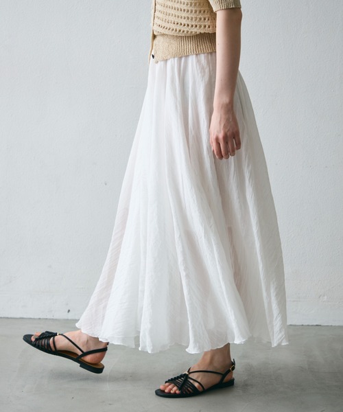 Trish（トリッシュ）の「リネン混ギャザーマキシスカート（スカート・レディース・ライトパープル/ホワイト/ブラック・FREE）」の2枚目の写真