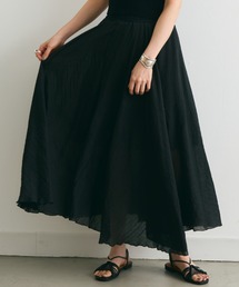 リネン混ギャザーマキシスカート