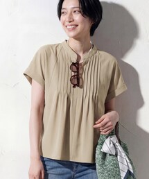 【撥水/UVケア/SETUP可能】軽量タックスキッパーブラウス