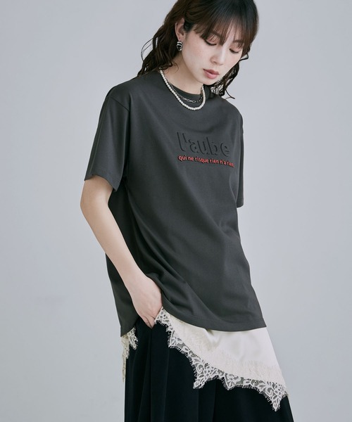 etoll.(エトル)の「UVカット&接触冷感 3DエンボスロゴTシャツ(Tシャツ/カットソー・レディース・イエロー/オフホワイト/ブラック/チャコール・FREE)」の3枚目の写真