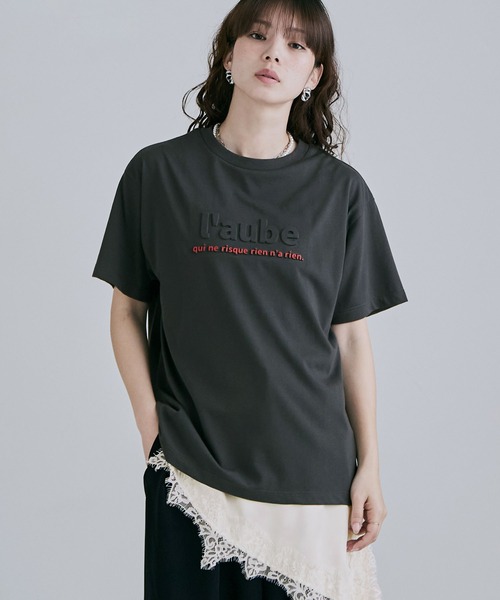 etoll.(エトル)の「UVカット&接触冷感 3DエンボスロゴTシャツ(Tシャツ/カットソー・レディース・イエロー/オフホワイト/ブラック/チャコール・FREE)」の19枚目の写真