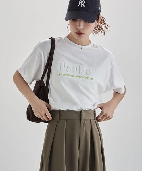 etoll.(エトル)の「UVカット&接触冷感 3DエンボスロゴTシャツ(Tシャツ/カットソー・レディース・イエロー/オフホワイト/ブラック/チャコール・FREE)」の11枚目の写真