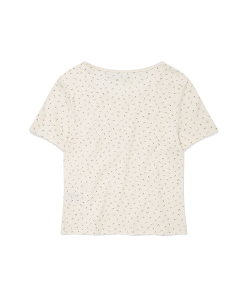 Wacky WiLLy（ワッキーウィリー）の「WOMEN'S HENRY NECK EYELET SHORT SLEEVE T-SHIRT（Tシャツ/カットソー・レディース・クリーム/グレー・SMALL/MEDIUM）」の4枚目の写真