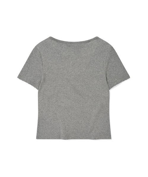 Wacky WiLLy（ワッキーウィリー）の「WOMEN'S HENRY NECK EYELET SHORT SLEEVE T-SHIRT（Tシャツ/カットソー・レディース・クリーム/グレー・SMALL/MEDIUM）」の11枚目の写真