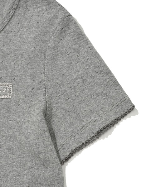 Wacky WiLLy（ワッキーウィリー）の「WOMEN'S HENRY NECK EYELET SHORT SLEEVE T-SHIRT（Tシャツ/カットソー・レディース・クリーム/グレー・SMALL/MEDIUM）」の15枚目の写真