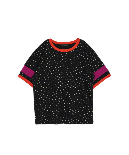 KOOKEESEE（クキシ）の「星配色リンガー半袖Tシャツ（ブラック）（Tシャツ/カットソー・レディース・その他・FREE）」の2枚目の写真